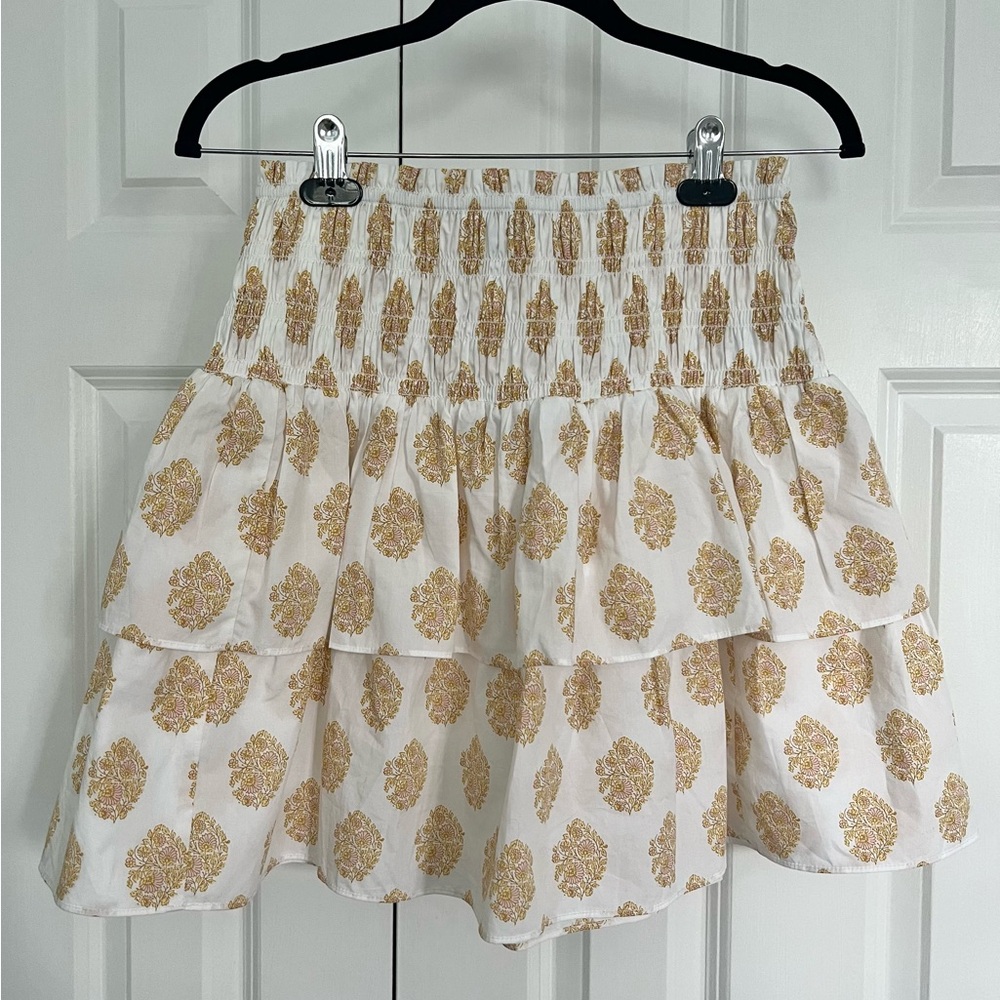 J.Crew Smocked Mini Skirt in gathered floral block print